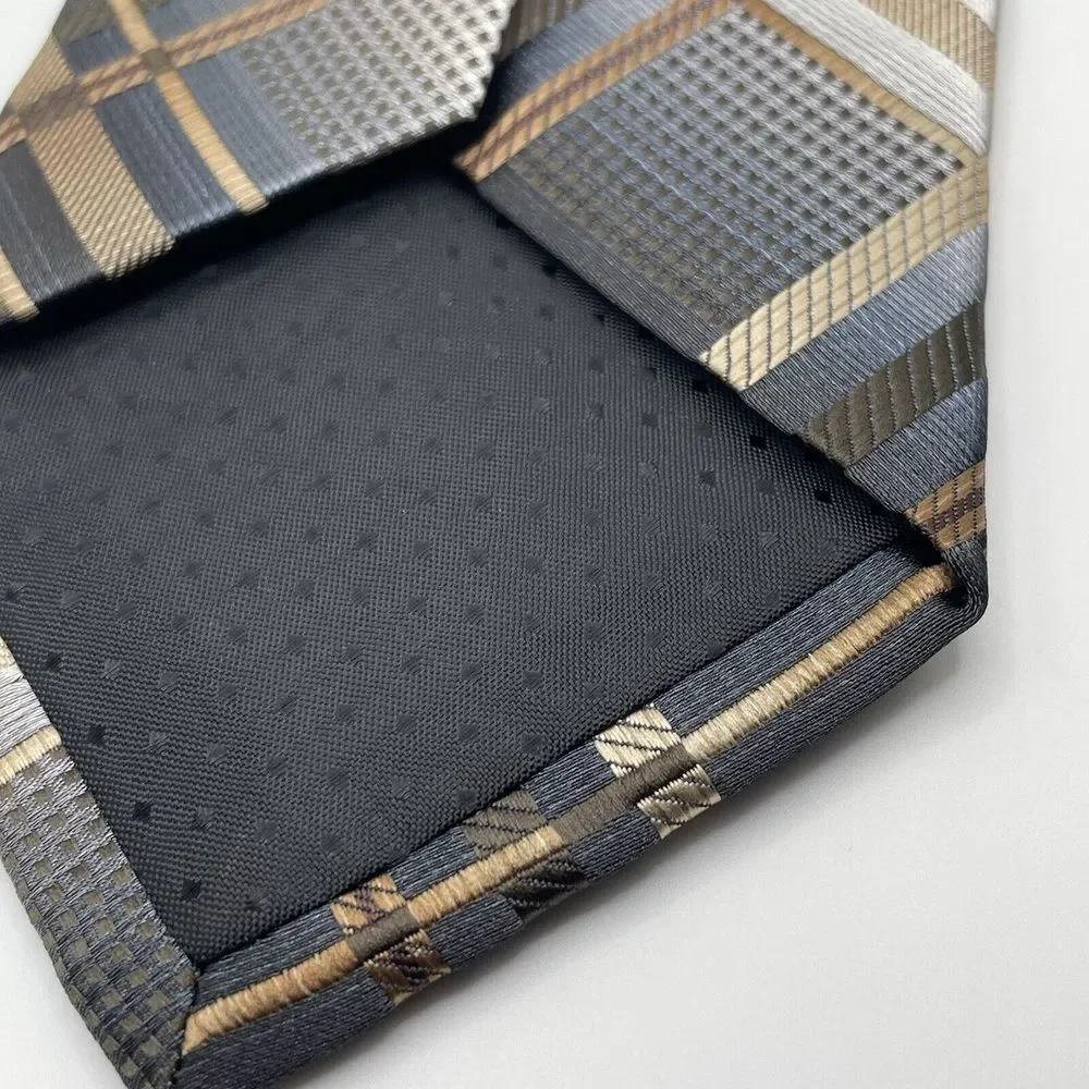 Stacy Adams Men's‎ Tie Blue/Gold/Brown Plaid Check 3.25